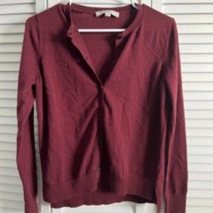 LOFT Maroon 100% Cotton Cardigan Size M